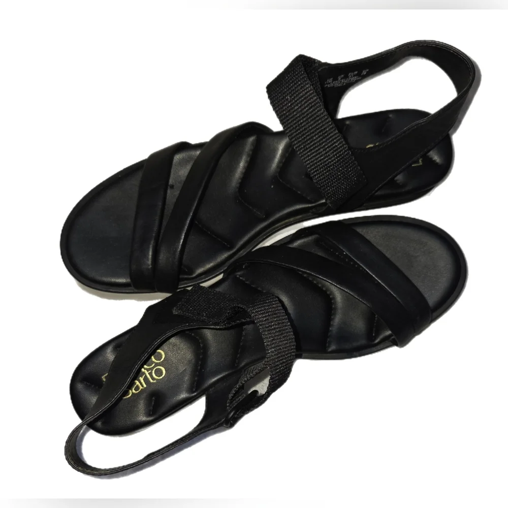 Franco Sarto Urla Platform Black Leather Strappy Sandals Size 11M - Picture 3 of 9